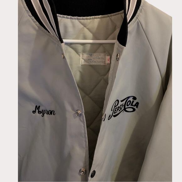 Vintage PEPSI COLA Quilted Bomber Jacket Idaho 
Falls Team Sport XL Baggy - Picture 4 of 7